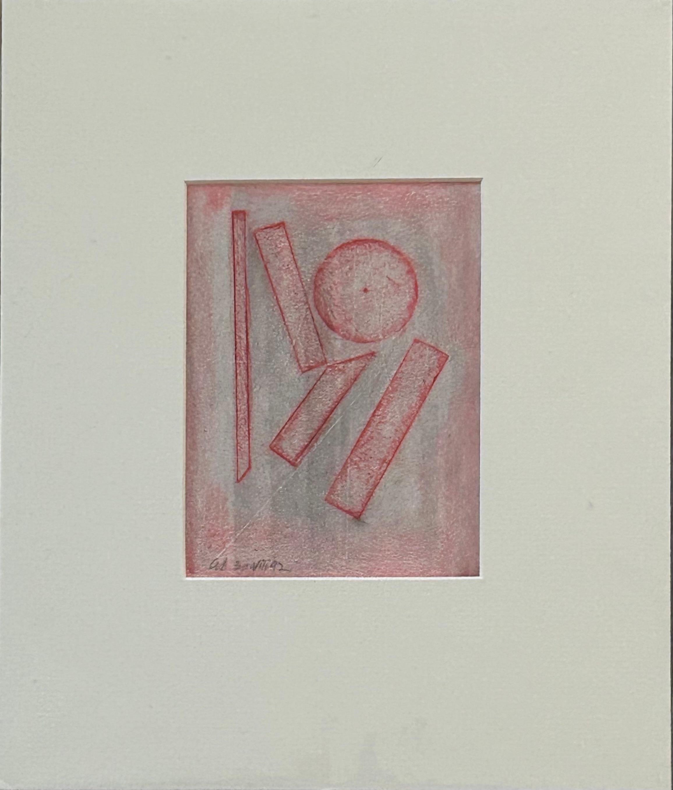 George Dannatt (1915-2009)
Untitled  
1992
Medium: Mixed media  on paper  
Image: 14.9 x 10.9 cm
Mount: 29.8 x 24.8 cm

George Dannatt’s long career as a painter and sculptor ended with the artist’s death in 2009 at the age of 94.  He was a
