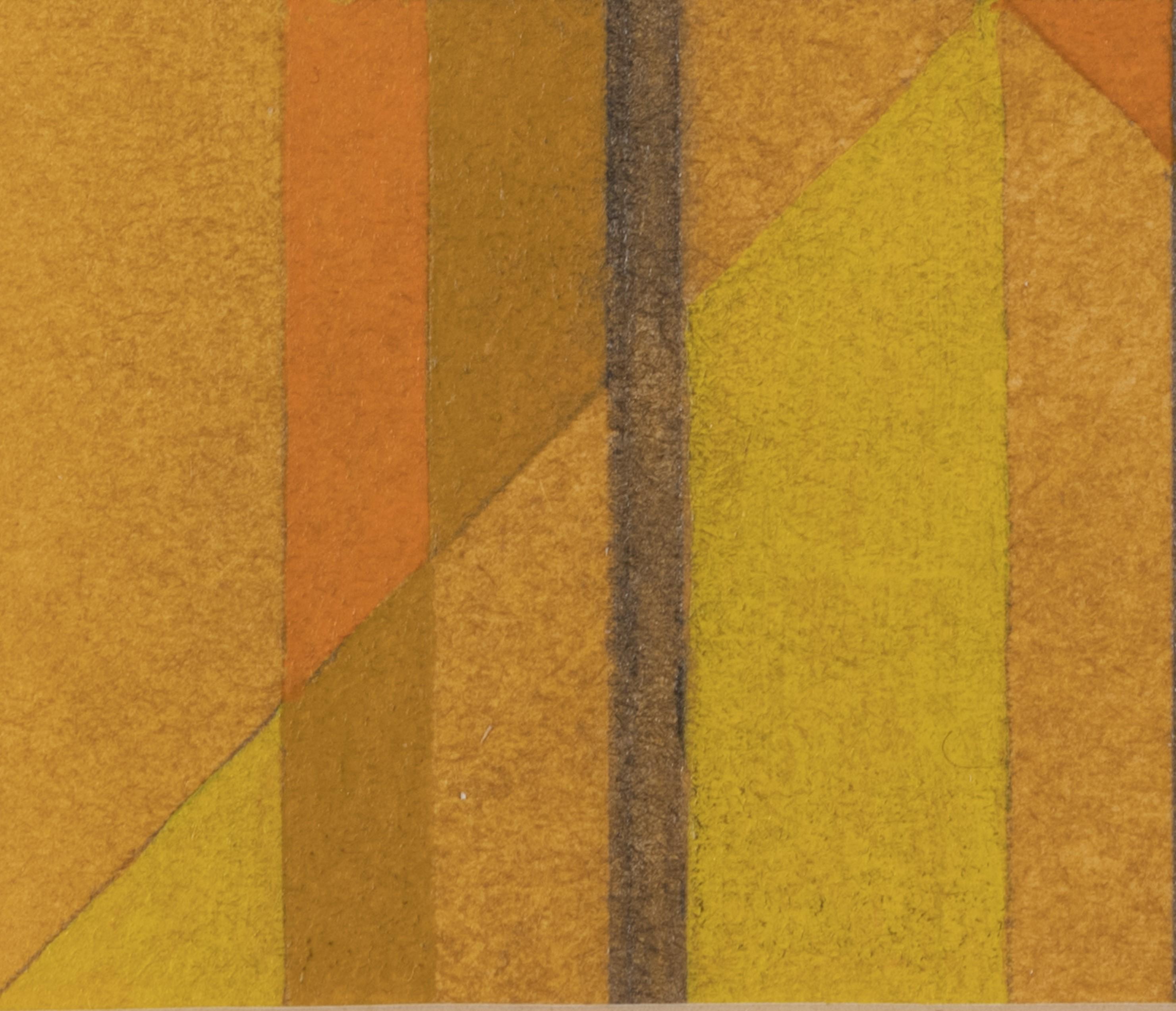 Variations on Verticals No 2 - Orange Abstract Painting by George Dannatt