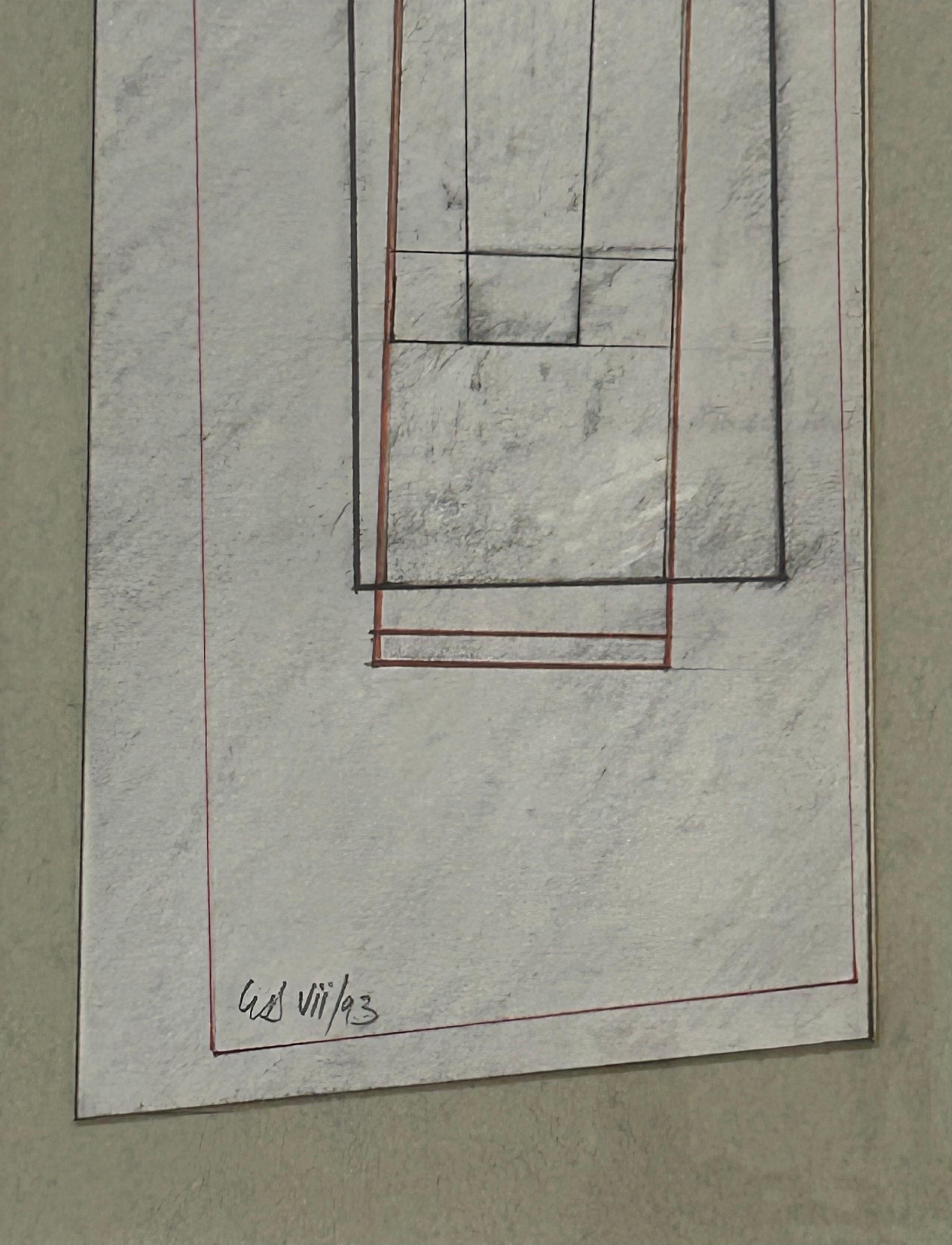 Vertical Drawing - Gray Abstract Painting by George Dannatt