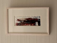 White Sea Gouache Painting, Abstract Style, 1960, Framed, 8.9x24.1 cm