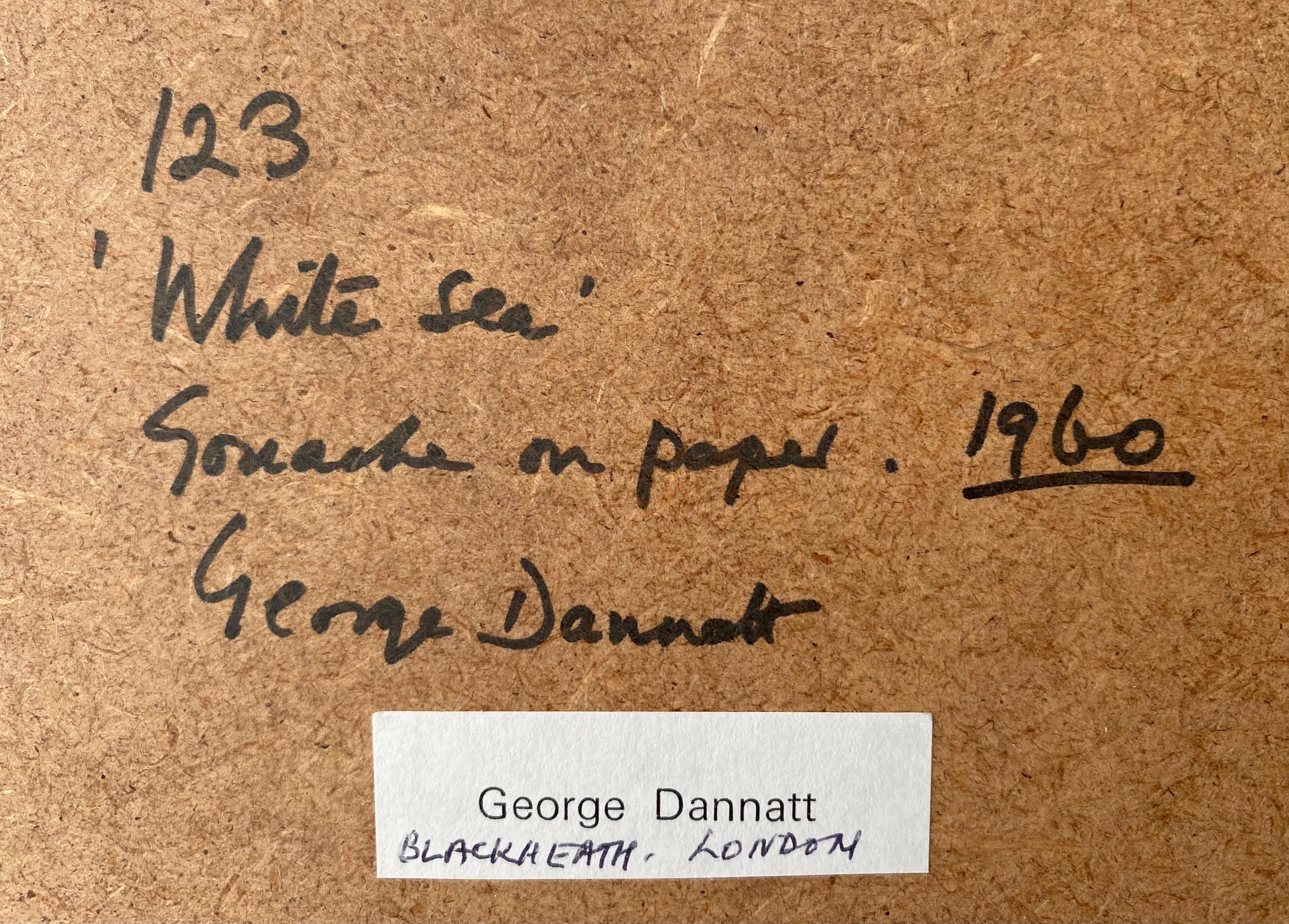 George Dannatt (1915-2009)
Whiting 
1960 
Guazzo su carta 
Immagine: 8,90 x 24,1 cm 
Cornice: 48,0 x 50,3 cm 

Provenienza: Proprietà di George e Ann Dannatt, Fondo George Dannatt

La lunga carriera di George Dannatt come pittore e scultore si è