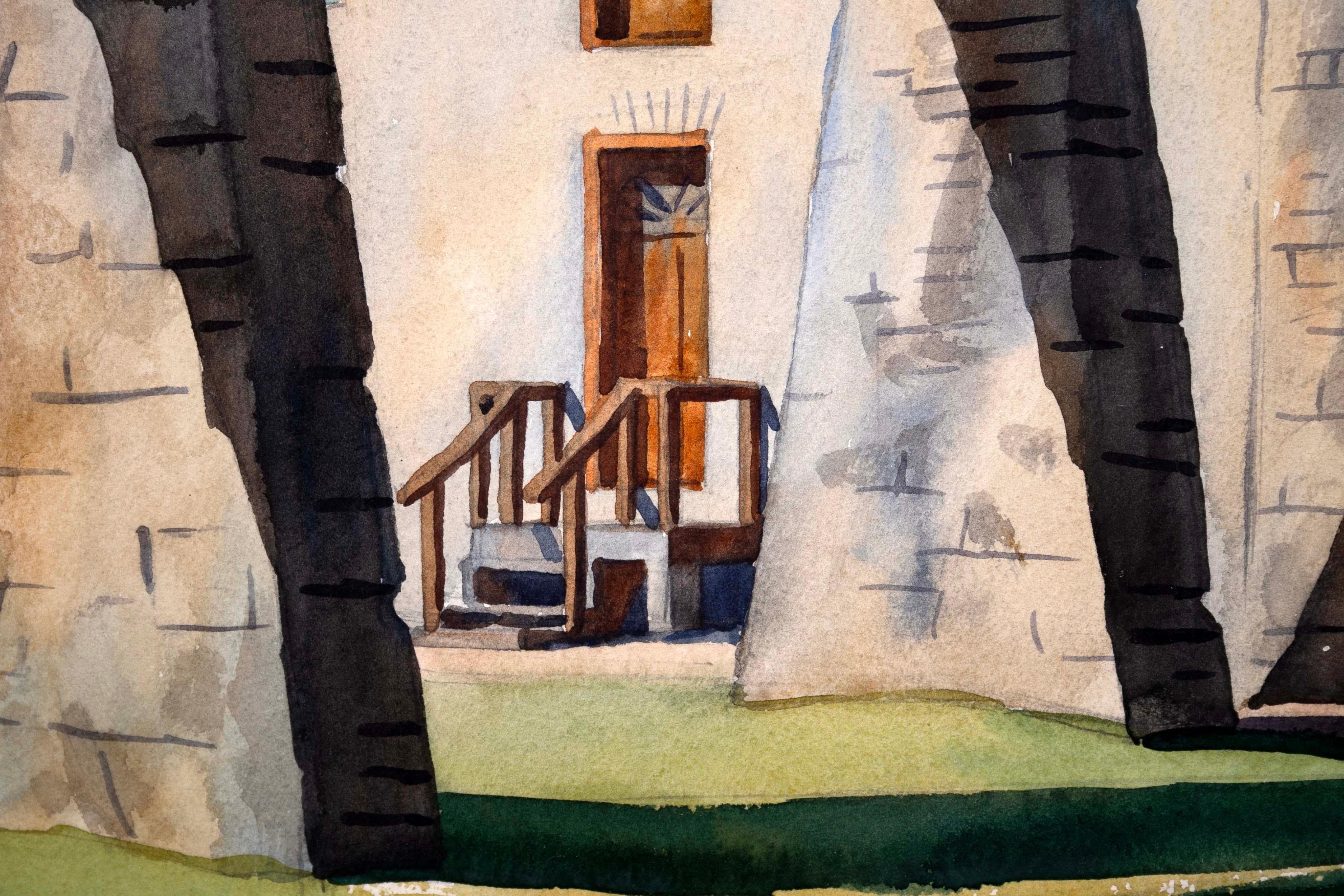 George David Yater The Mill Signiertes Aquarell Cape Cod School of Art UF 1950er Jahre (amerikanisch) im Angebot