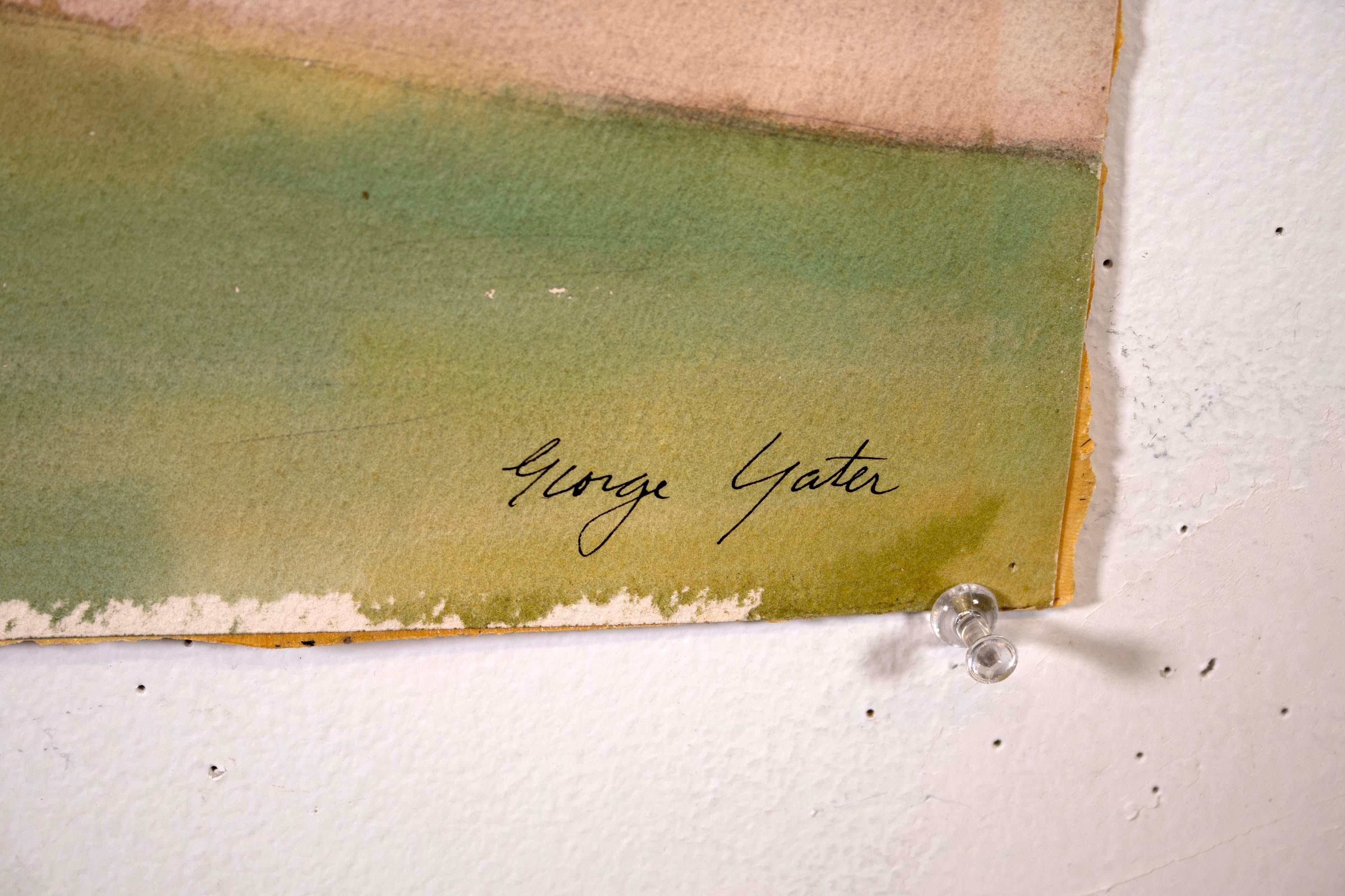 George David Yater The Mill Signiertes Aquarell Cape Cod School of Art UF 1950er Jahre (Papier) im Angebot