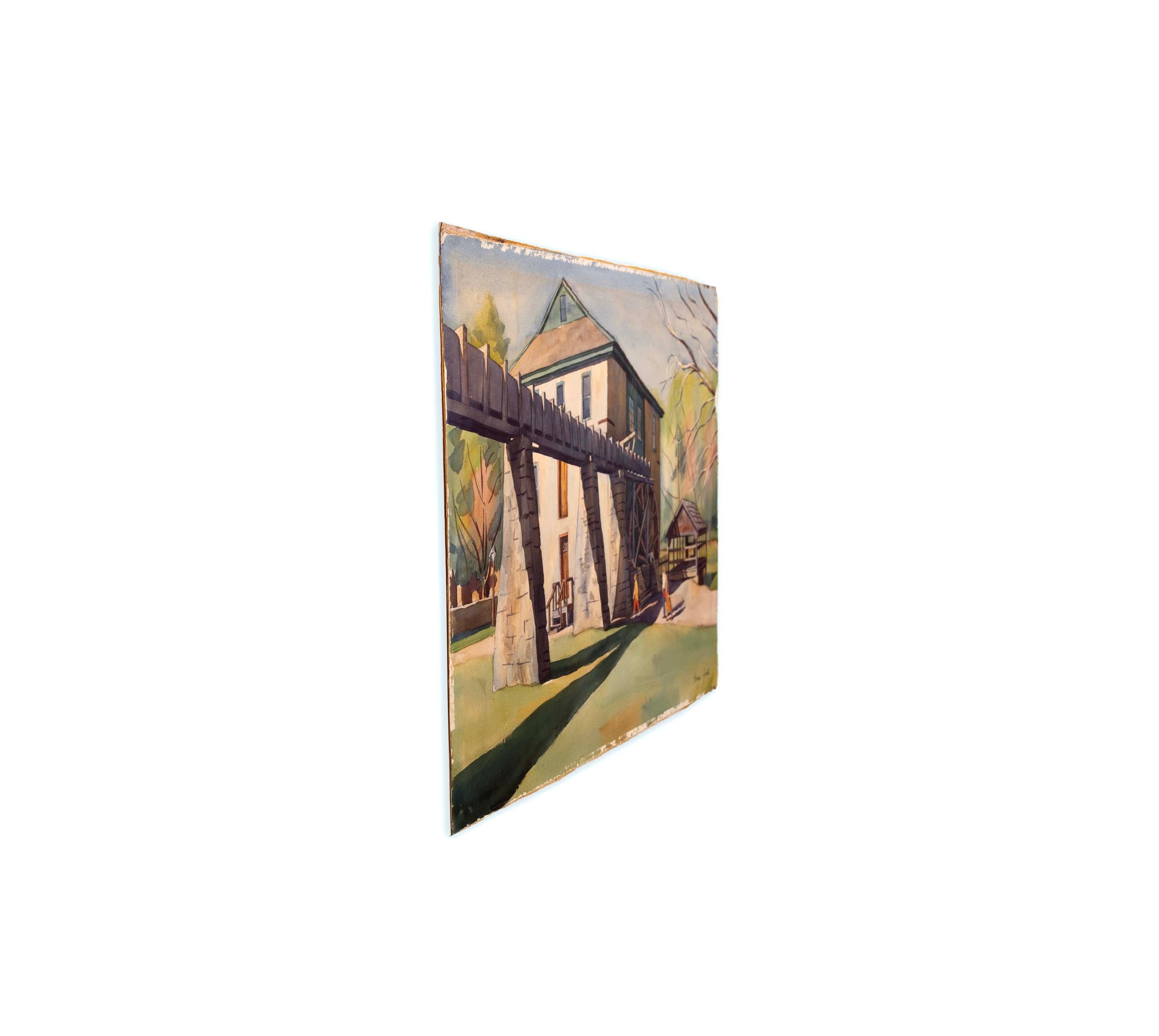 George David Yater The Mill Signiertes Aquarell Cape Cod School of Art UF 1950er Jahre im Angebot 3