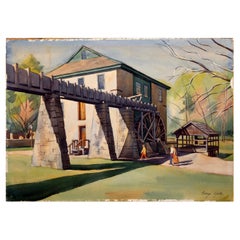 Used George David Yater The Mill Signed Watercolor Cape Cod School of Art UF 1950s