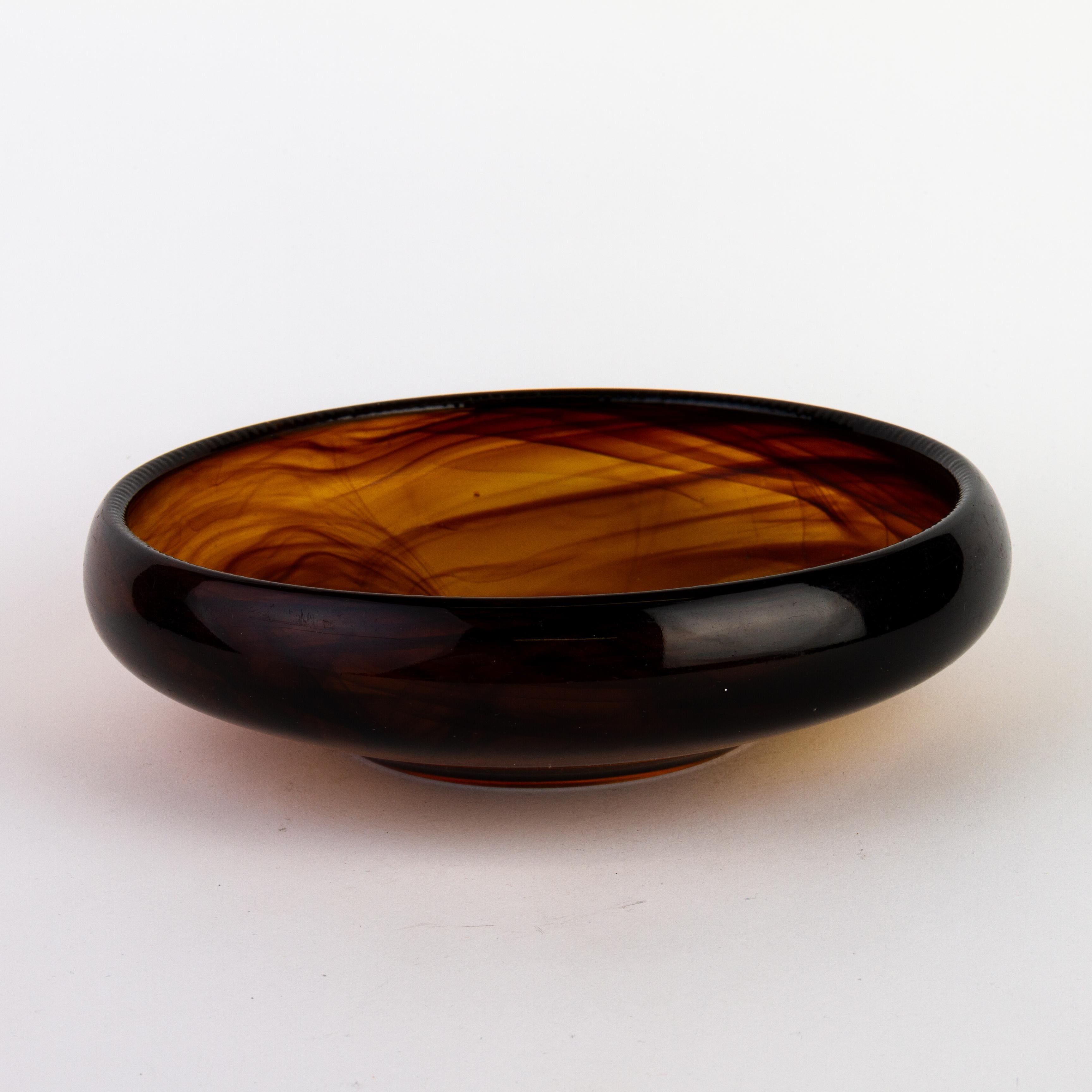 20th Century George Davidson Art Deco Cloudy Amber Bowl  For Sale