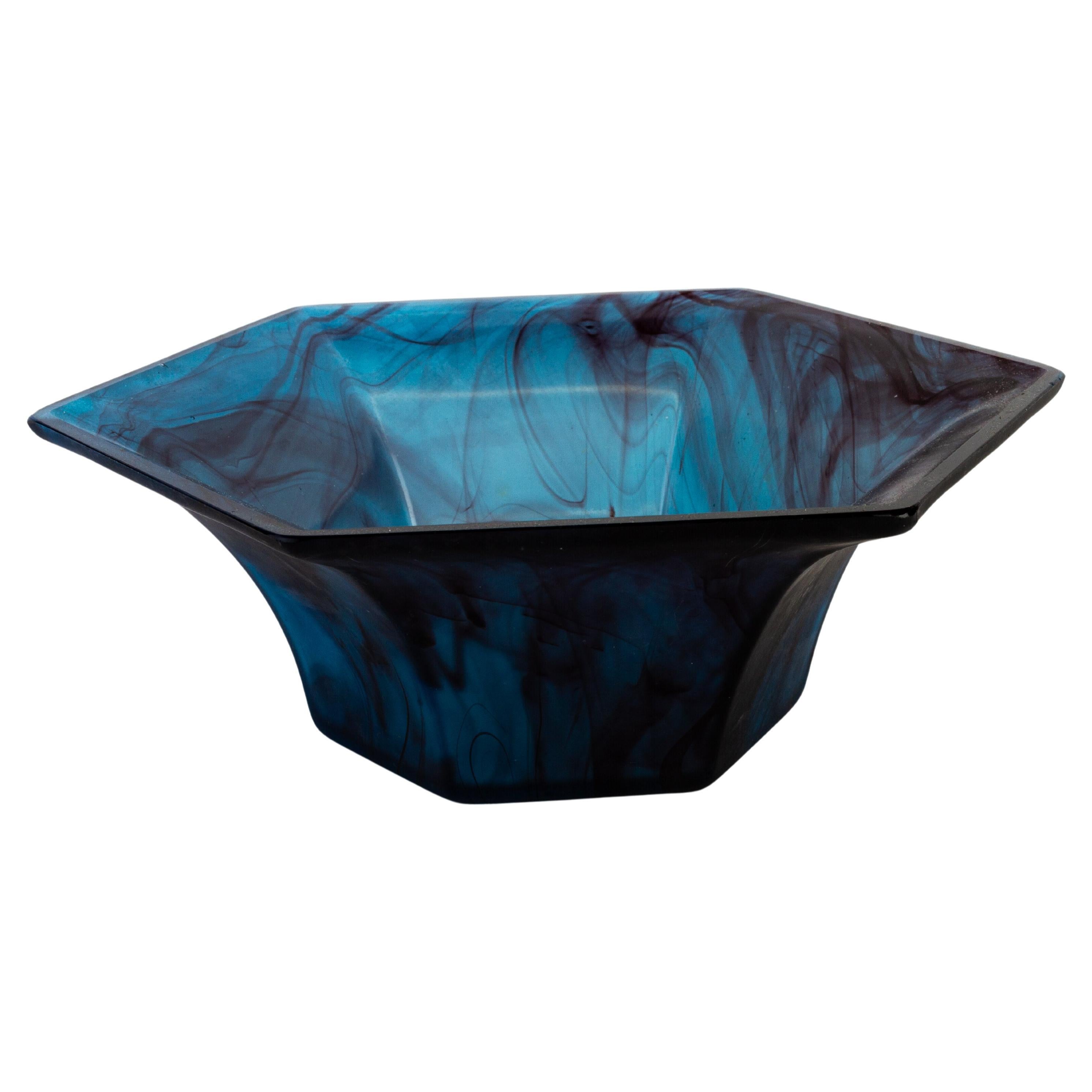 George Davidson Art Deco Cloudy Blue Bowl 