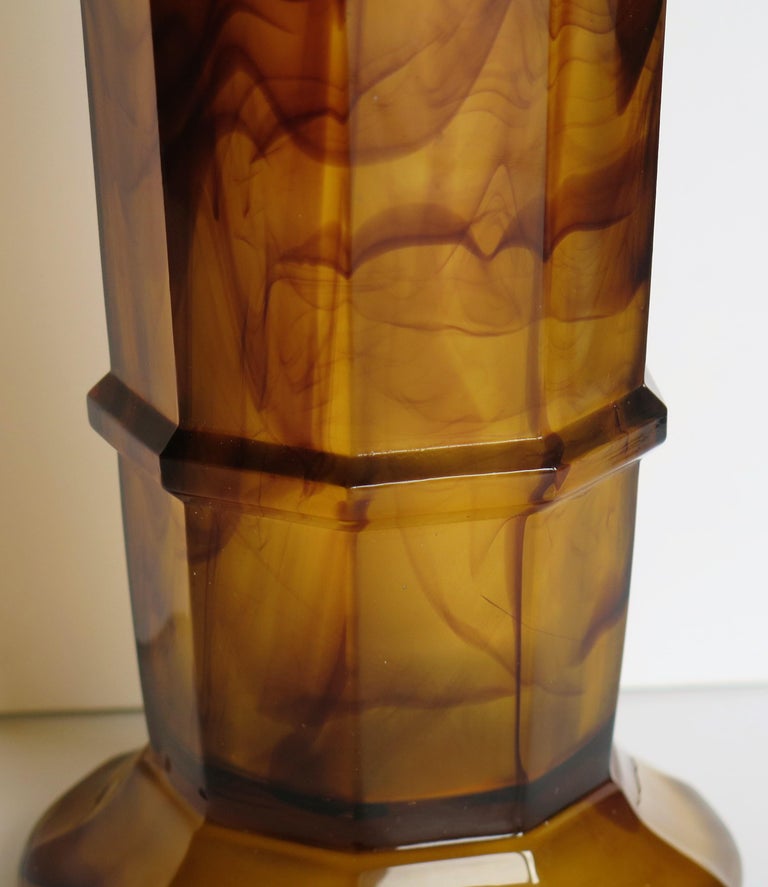 Art Deco large Amber Cloud Glass Column Vase by George Davidson,English Ca 1930s For Sale 6