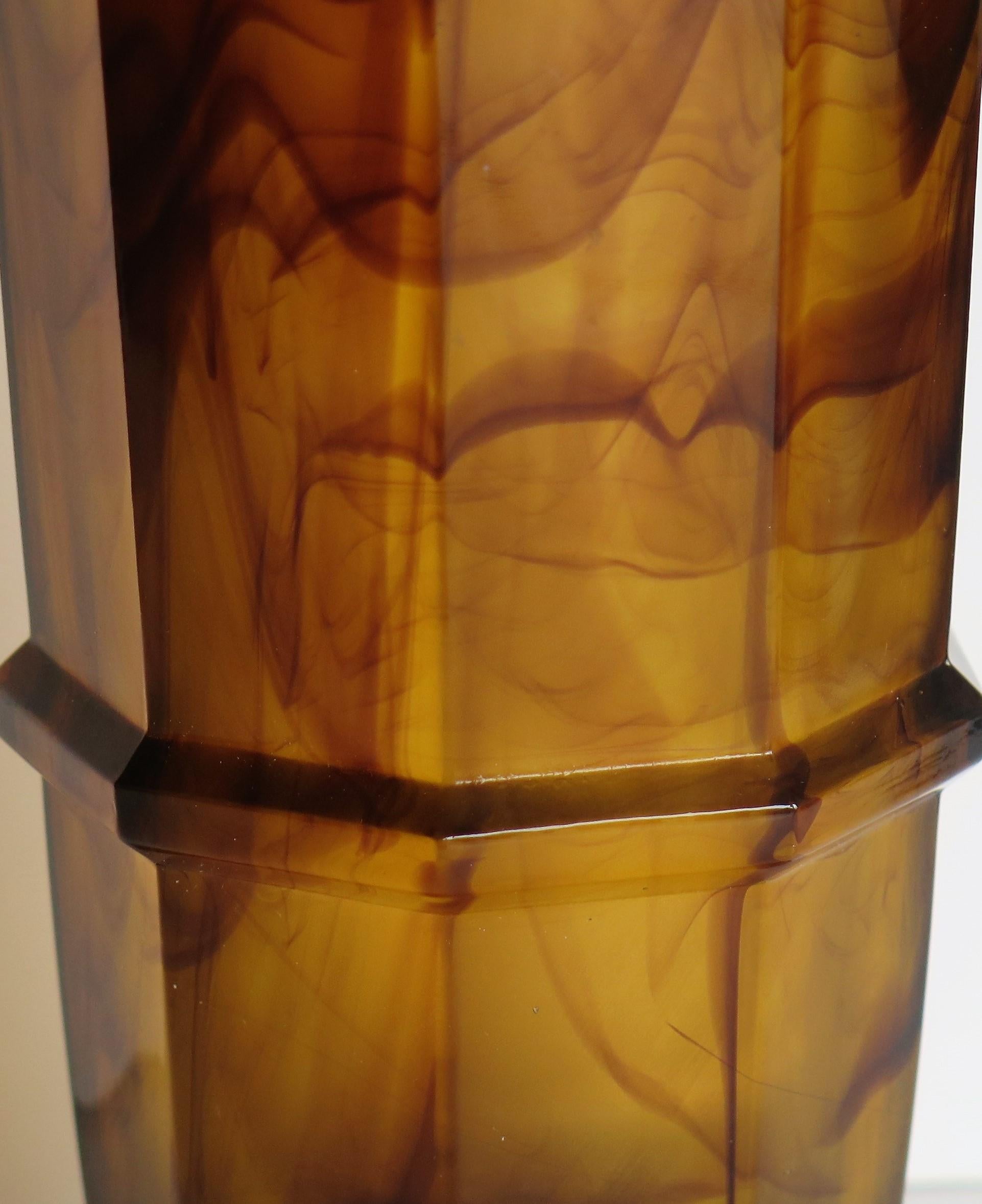 Art Deco Large Vase Cloud Glass by George Davidson, English Ca 1930s 4