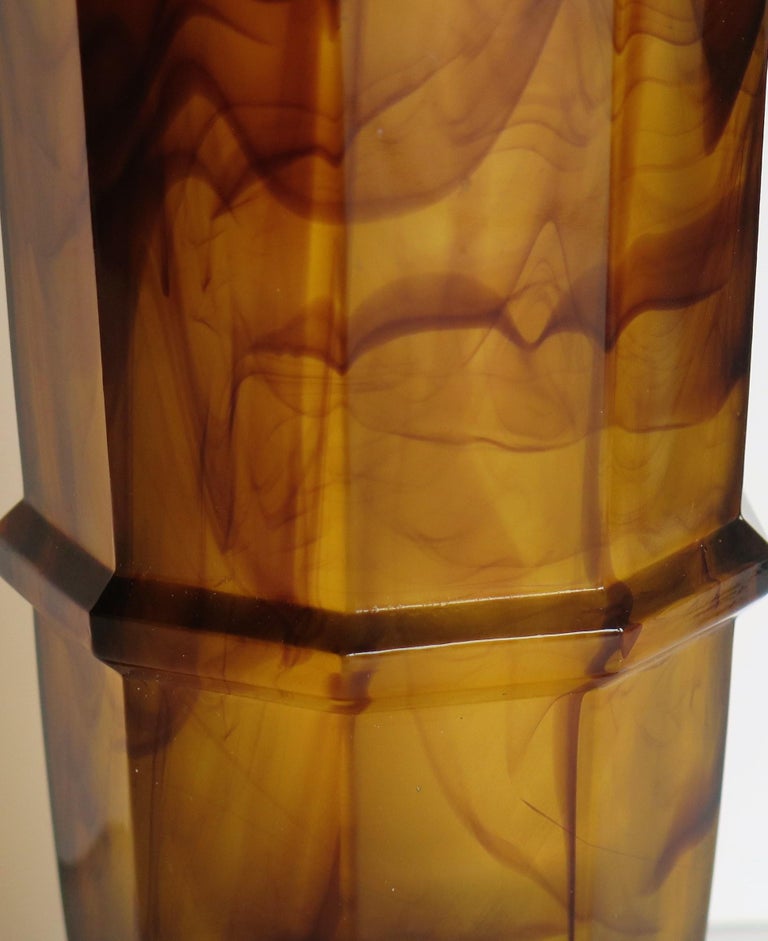 Art Deco large Amber Cloud Glass Column Vase by George Davidson,English Ca 1930s For Sale 7
