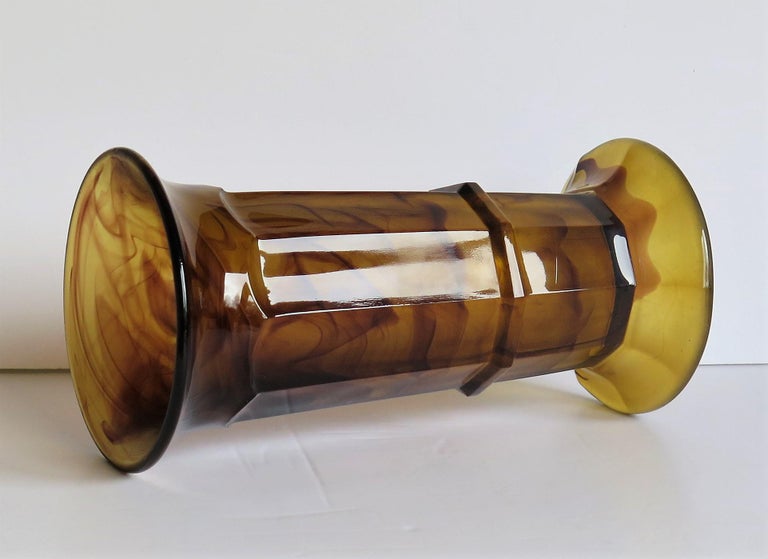 Art Deco large Amber Cloud Glass Column Vase by George Davidson,English Ca 1930s For Sale 8