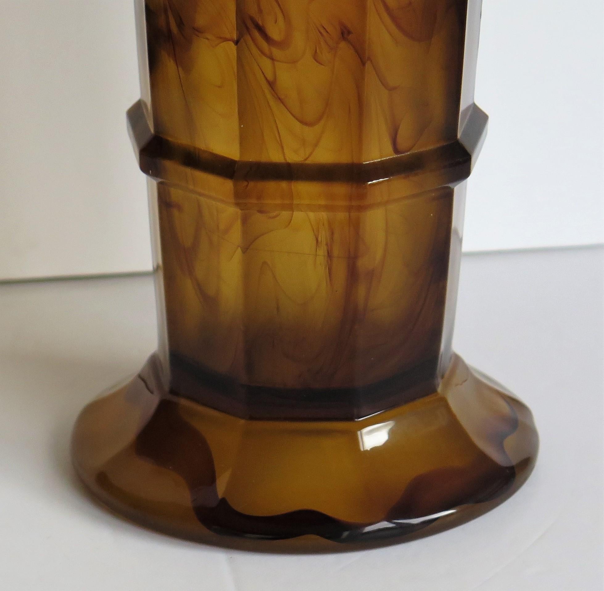 Art Deco Large Vase Cloud Glass by George Davidson, English Ca 1930s 7