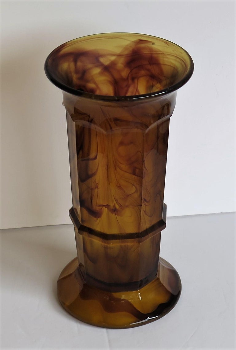 20th Century Art Deco large Vase Cloud Glass by George Davidson, English Ca 1930s For Sale