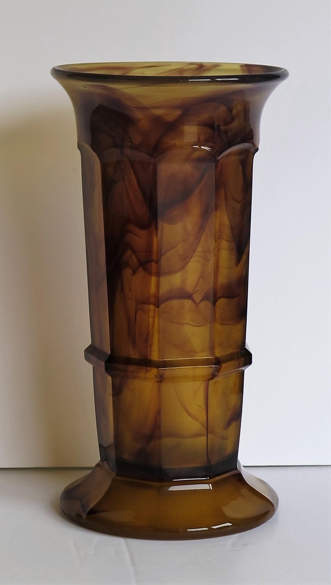 Art Deco Large Vase Cloud Glass by George Davidson, English Ca 1930s In Good Condition In Lincoln, Lincolnshire