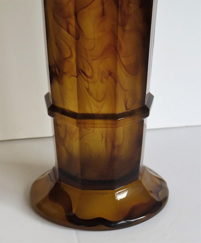 Art Deco large Amber Cloud Glass Column Vase by George Davidson,English Ca 1930s For Sale 3