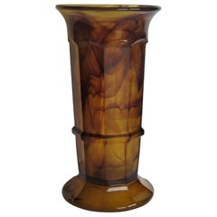 Art Deco large Amber Cloud Glass Column Vase by George Davidson,English Ca 1930s