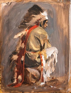 Portrait of Native American Man in Traditional Clothing