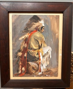 Portrait d'un Amérindien en vêtements traditionnels