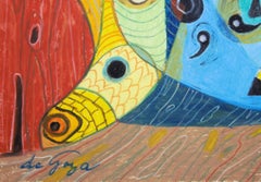 Abstract Face - Mid 20th Century Mixed Media Piece by George De Goya