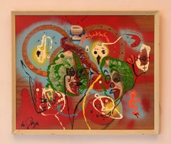 Abstraktes Selbstporträt - Clowns - Mitte des 20. Jahrhunderts Mixed Media von George De Goya