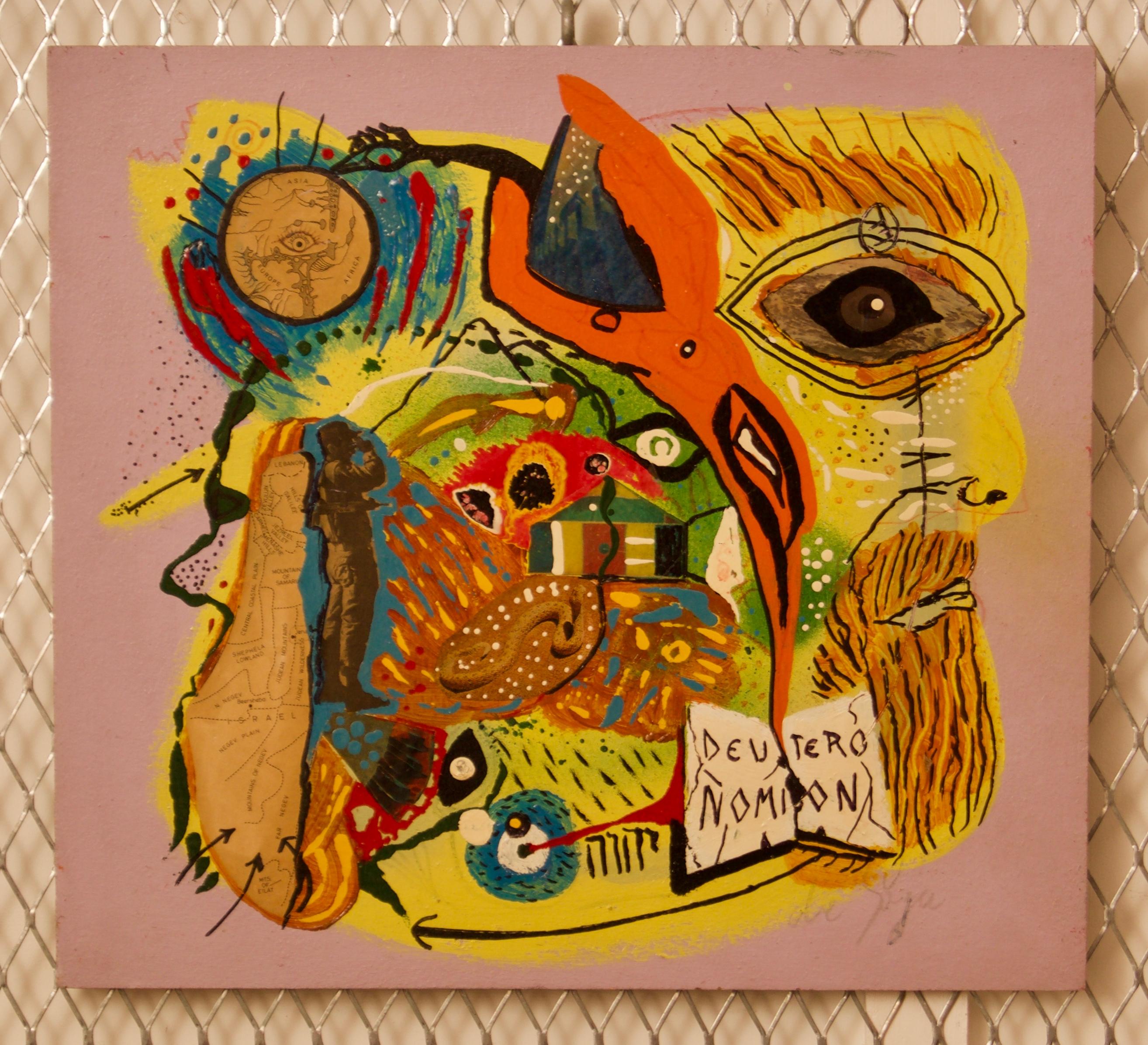 Deuteronomy - Late 20th Century Mixed Media on Wood Abstract by George De Goya For Sale 1