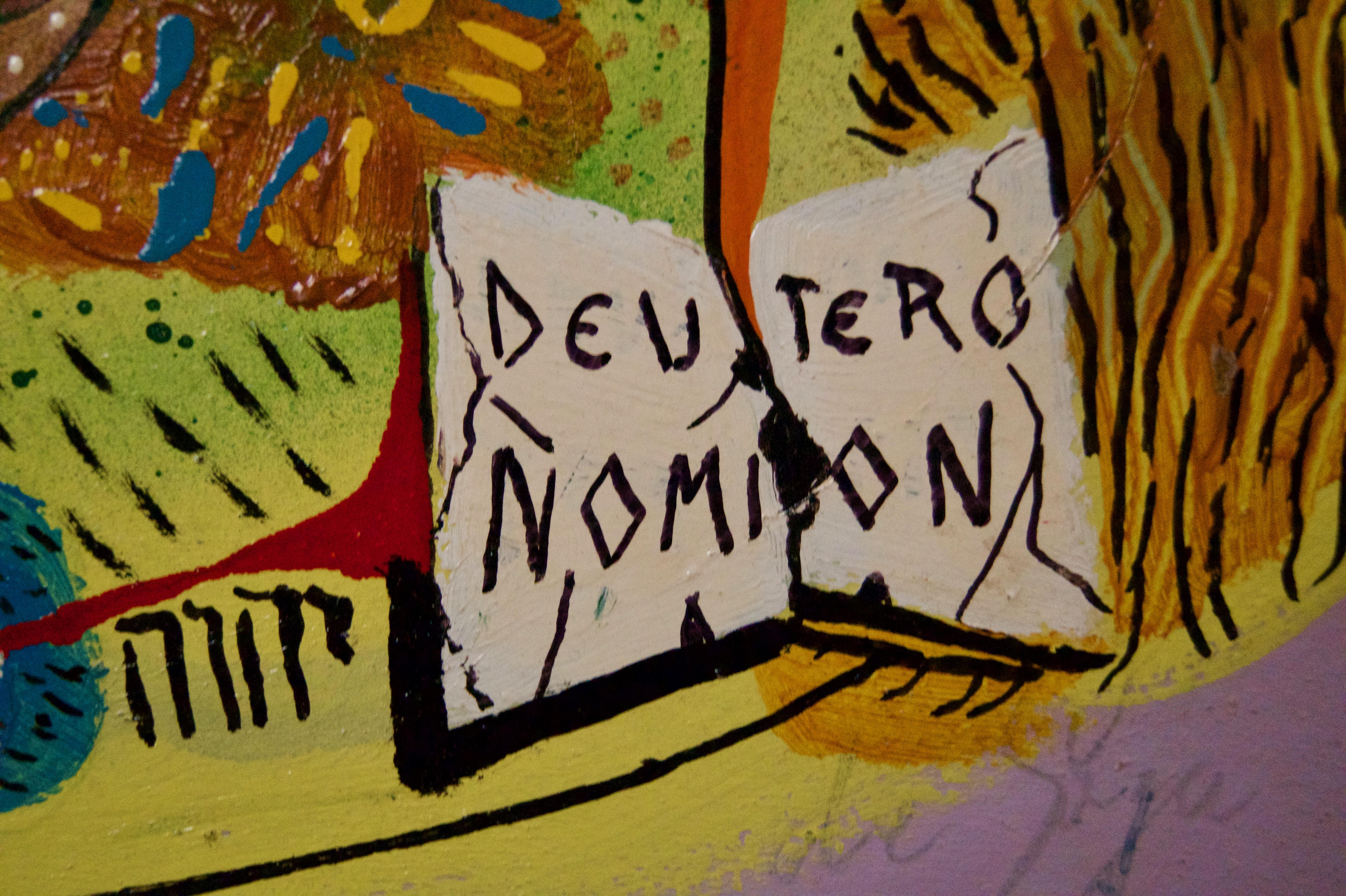 Abstrakte Deuteronomie – Mischtechnik auf Holz, Abstrakt, George De Goya, spätes 20. Jahrhundert im Angebot 2