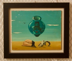 Mirage - Mitte des 20. Jahrhunderts Öl auf Wood Abstract - Dalí Stye von George De Goya