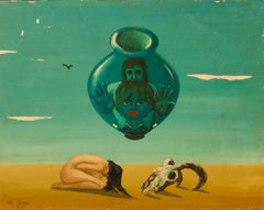 Mirage - Mid 20th Century Oil on Wood Abstract - Dalí Stye by George De Goya