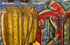 The Bridge and the City - Mid-Late 20th Century Oil on Wood Abstract by De Goya