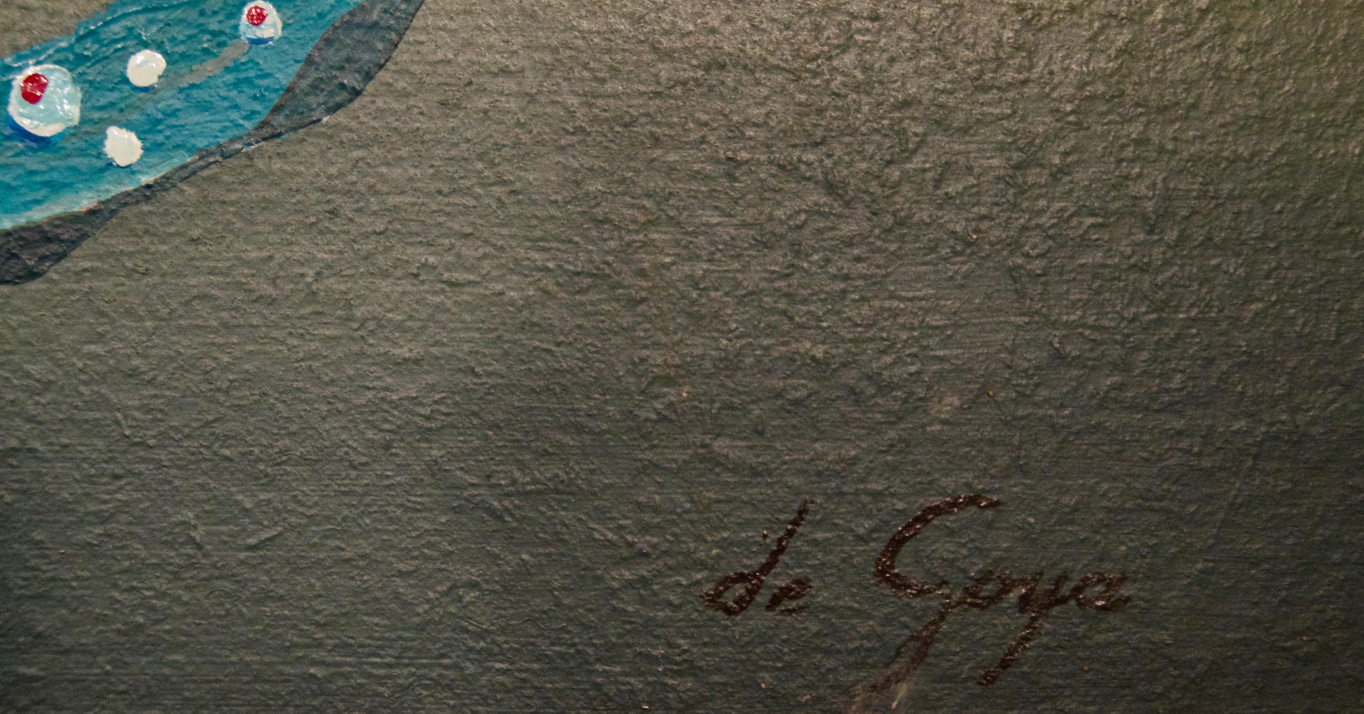Silence of Distance - 20th Century Öl auf Holz Abstrakt von De Goya, Prodgions im Angebot 2