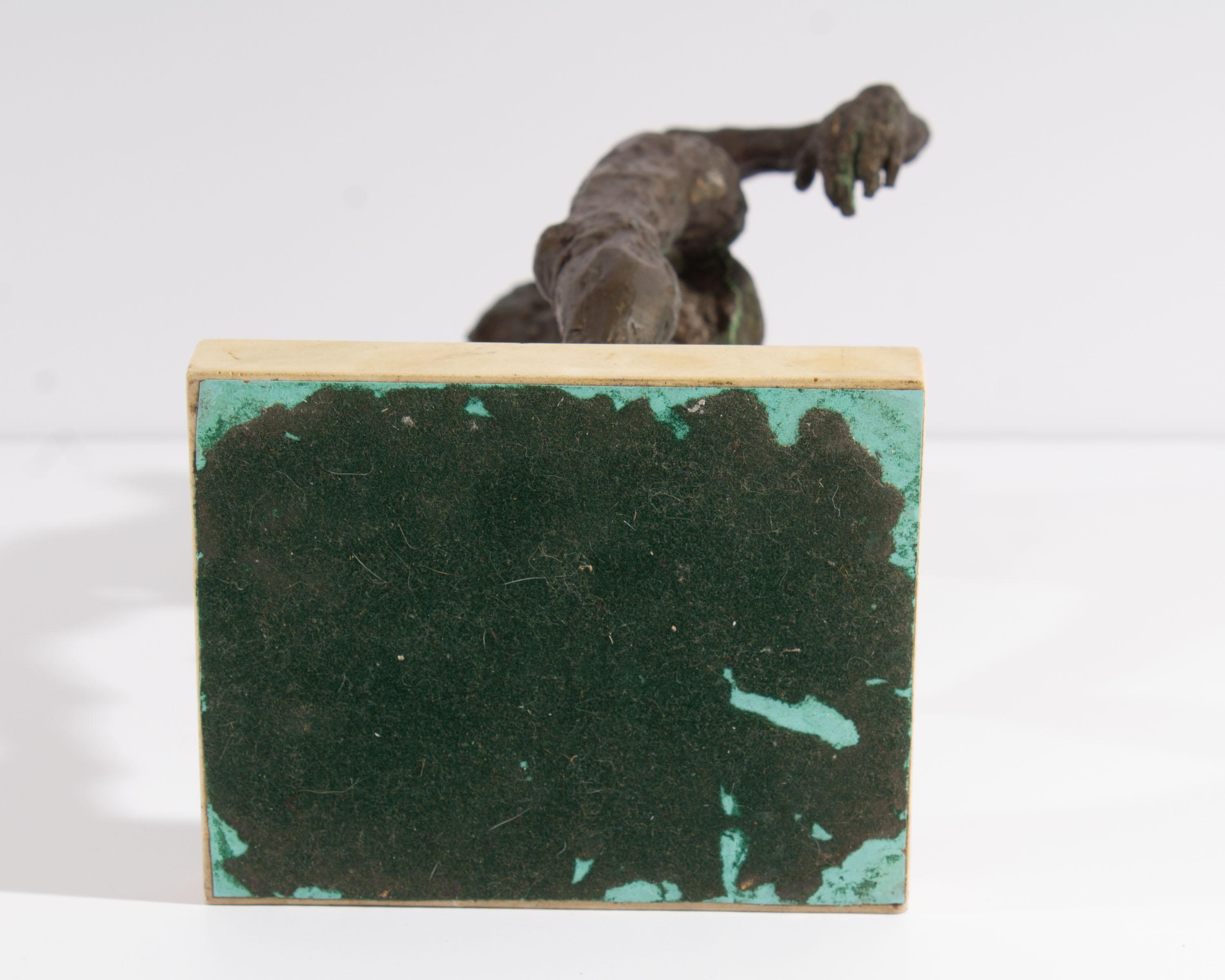 Brutalist George De Groat Signed 1973 Abstract Bronze Sculpture of a Man For Sale