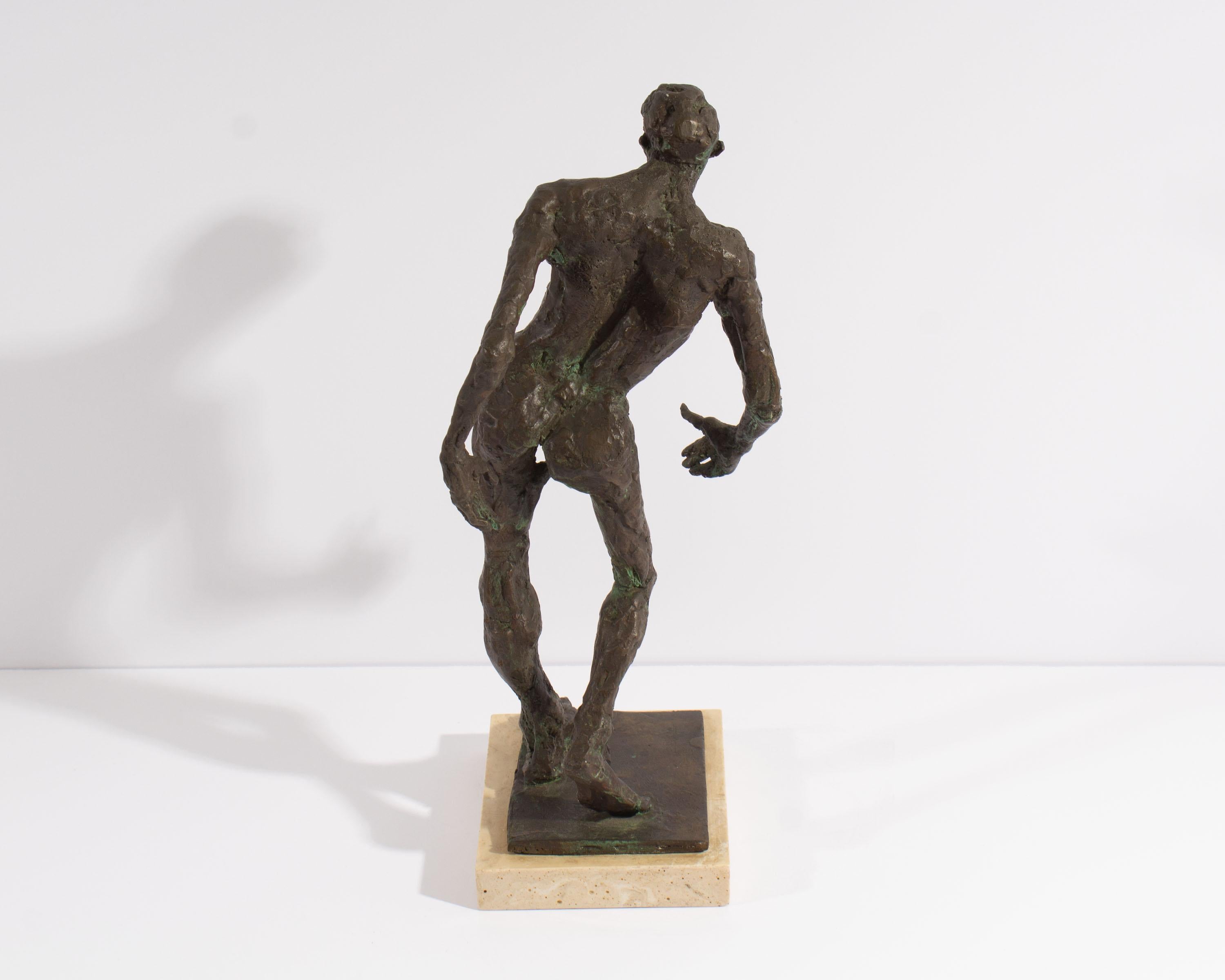George De Groat Signed 1973 Abstract Bronze Sculpture of a Man For Sale 1