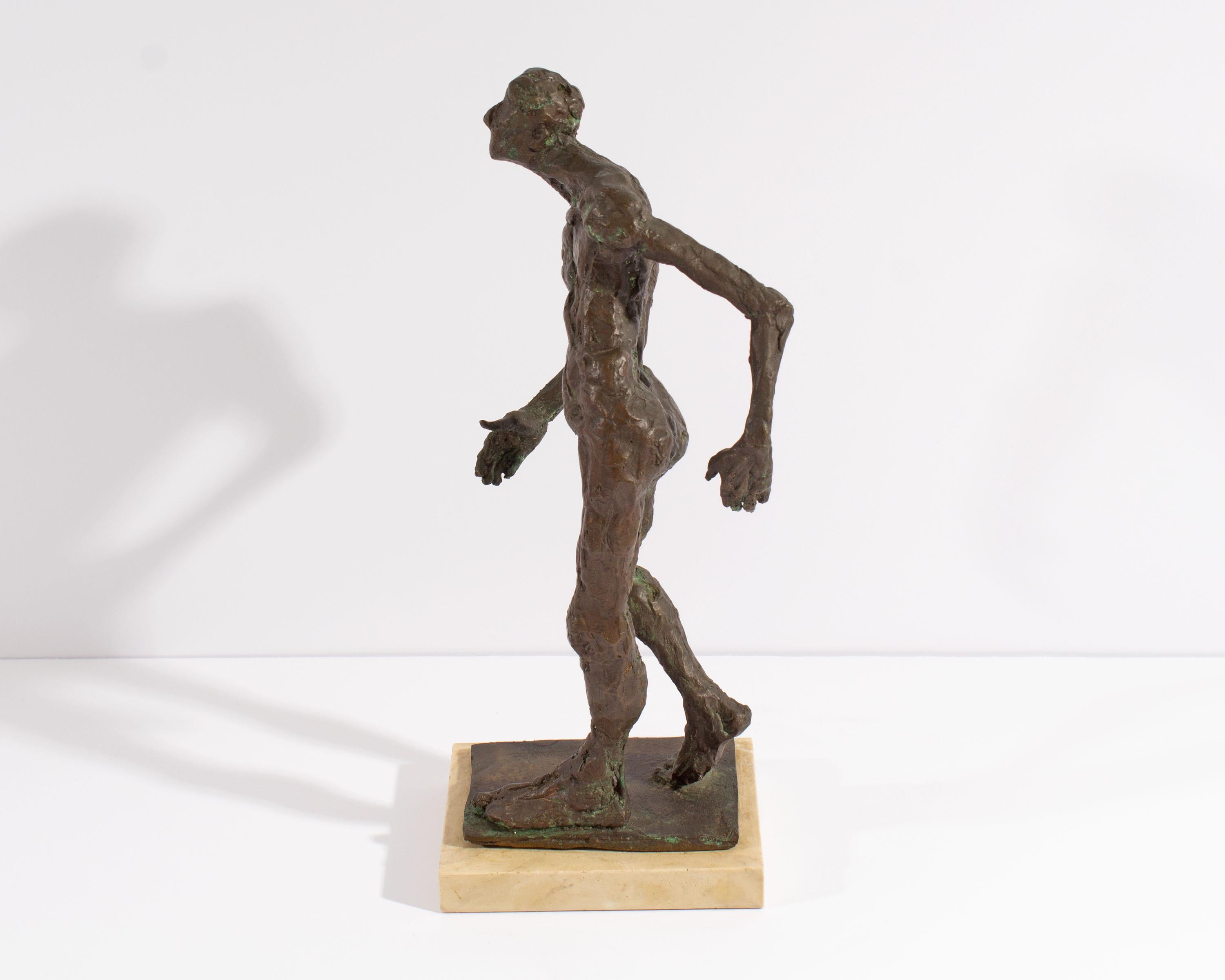 George De Groat Signed 1973 Abstract Bronze Sculpture of a Man For Sale 2