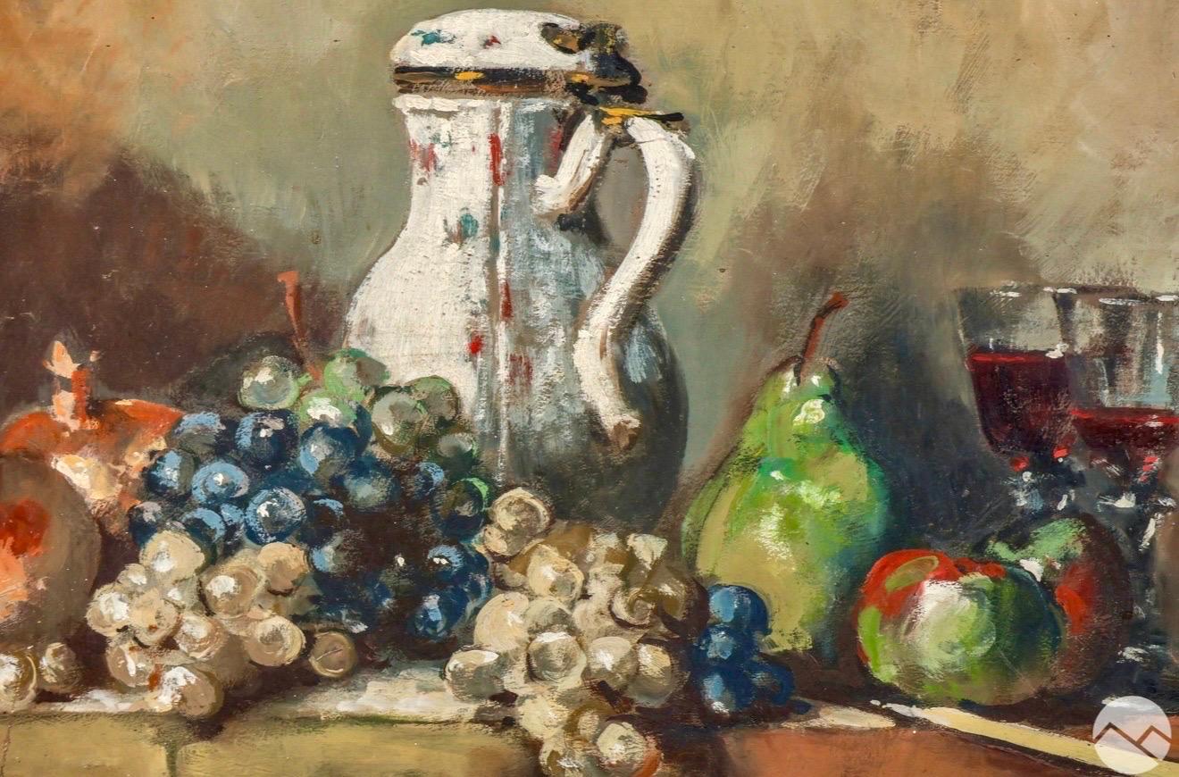 George Deem Appropriazione Pittura ad olio Natura morta, frutta, uva, melograni in vendita 11