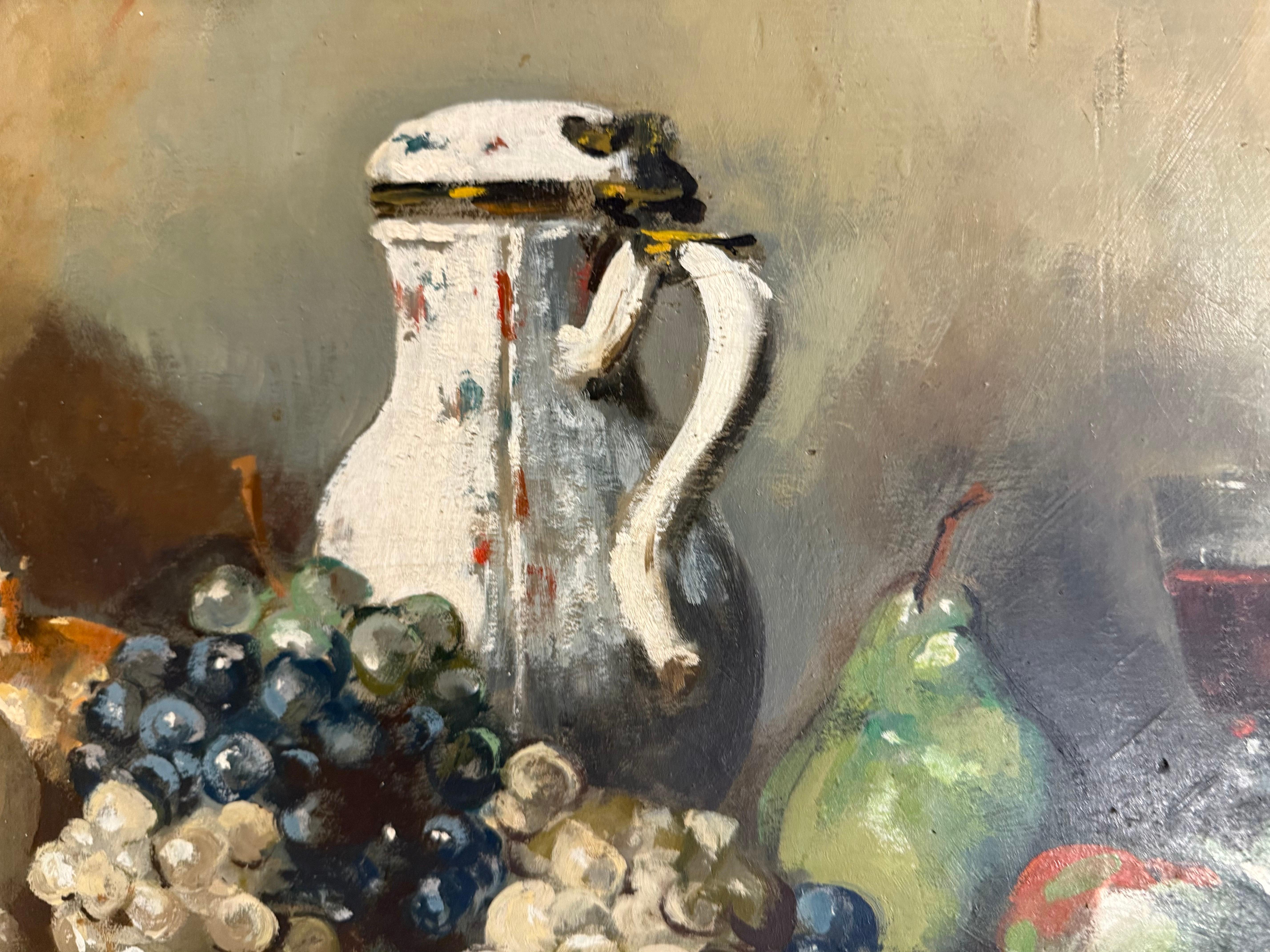 George Deem Appropriazione Pittura ad olio Natura morta, frutta, uva, melograni in vendita 3