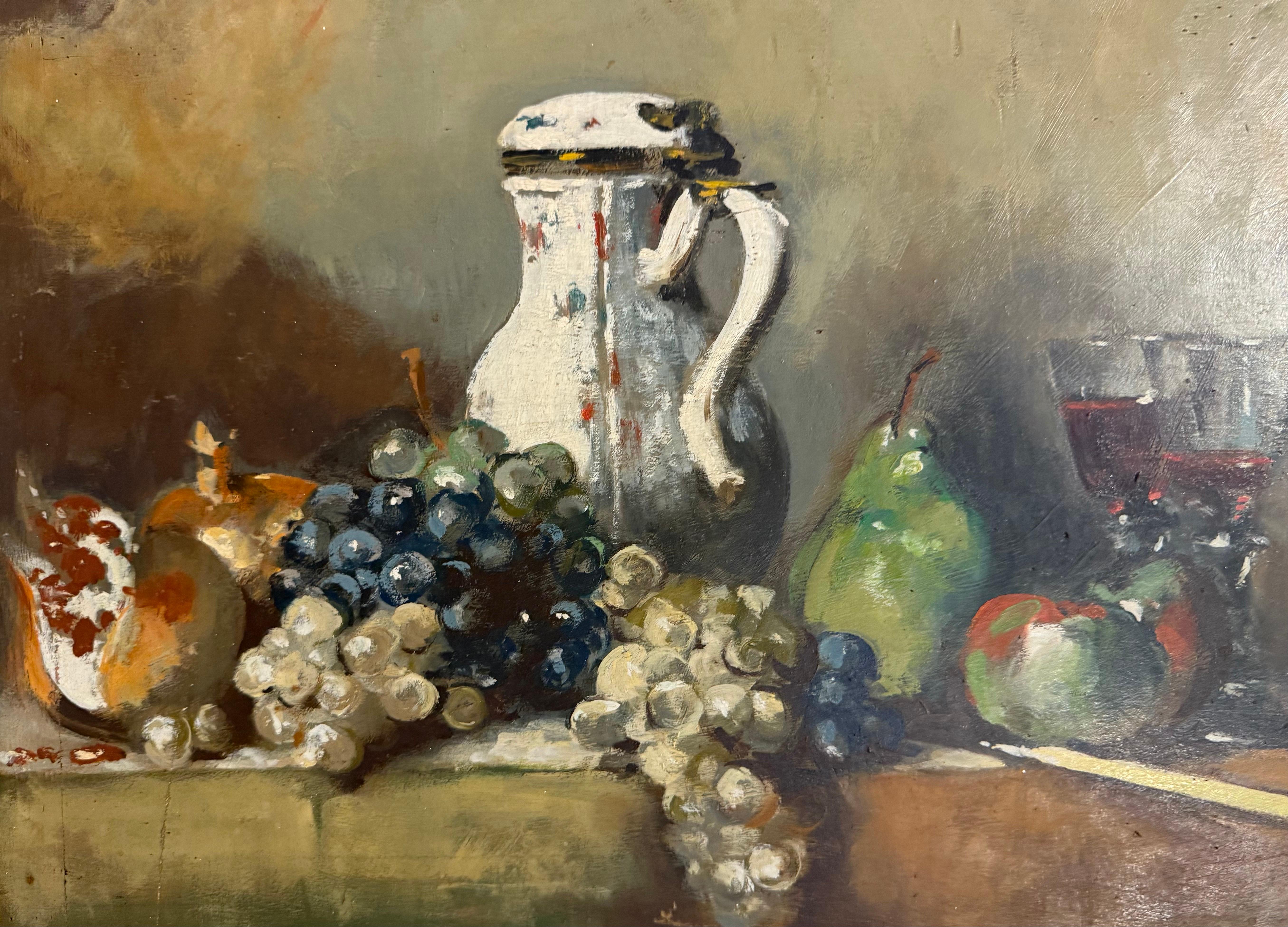 George Deem Appropriazione Pittura ad olio Natura morta, frutta, uva, melograni in vendita 4
