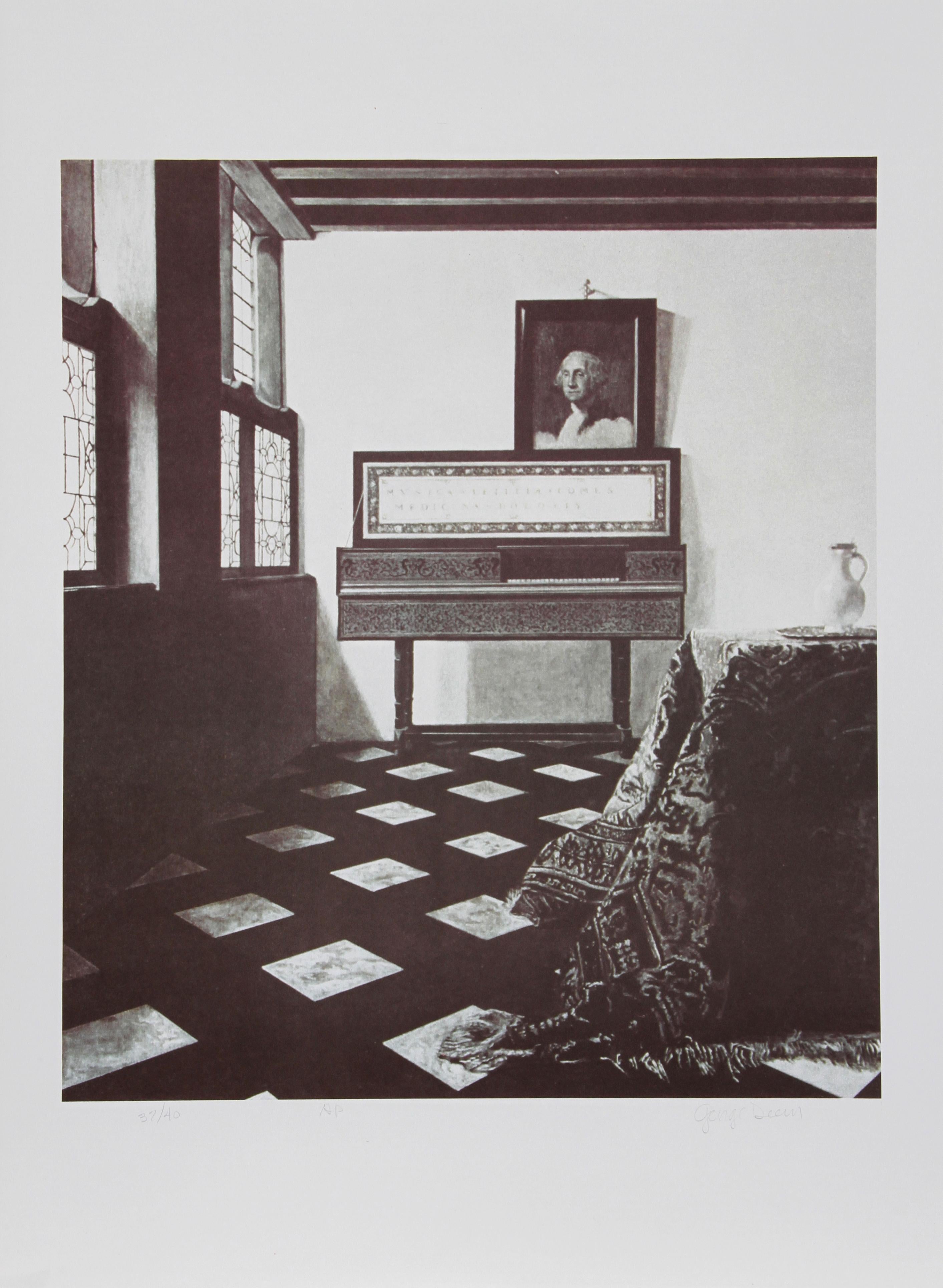 George Washington Vermeer
George Deem, American (1932–2008)
Date: 1978
Lithograph, signed and numbered in pencil
Edition of AP 40
Image Size: 22 x 19 inches
Size: 30 in. x 22 in. (76.2 cm x 55.88 cm)