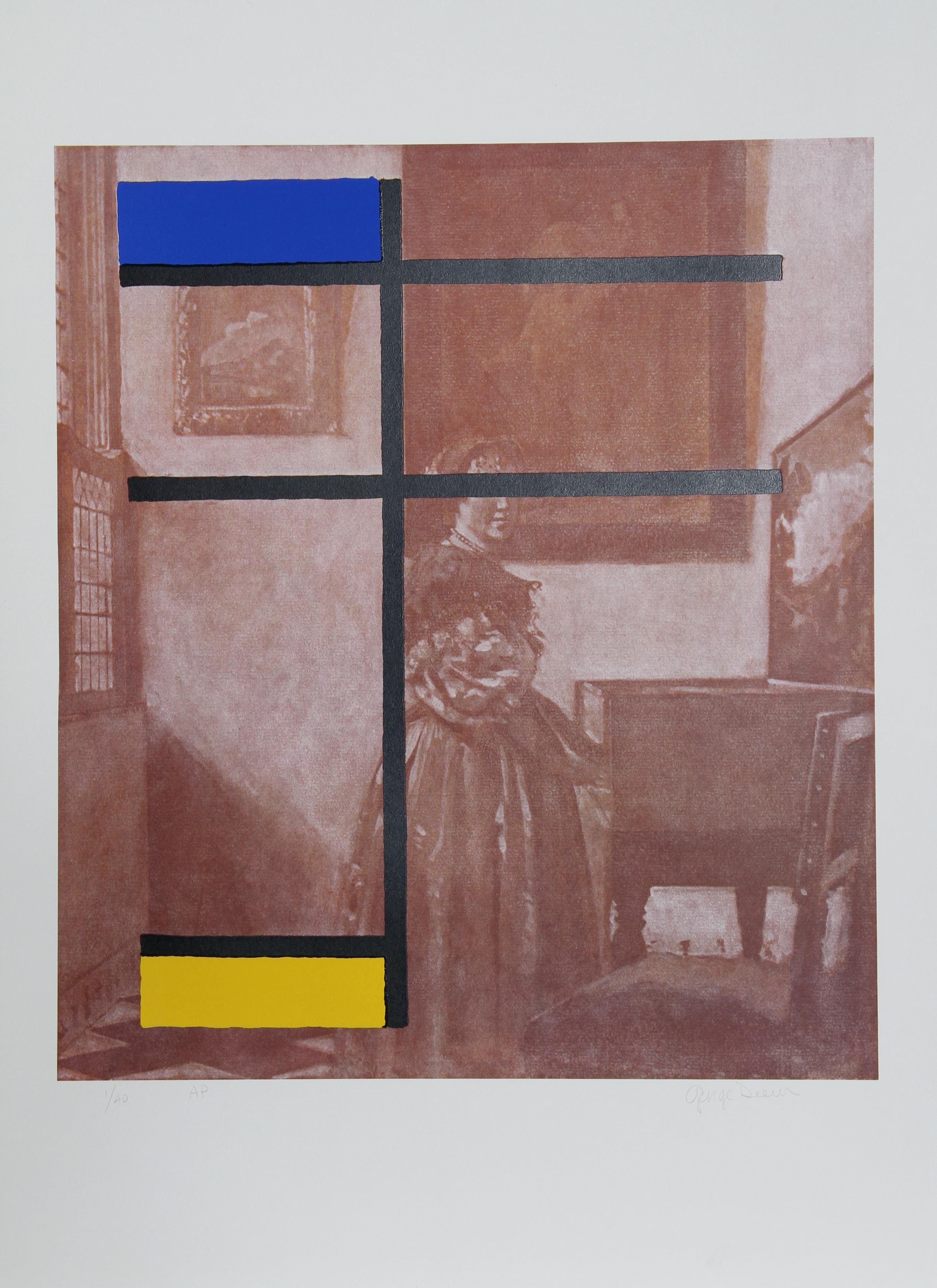 Mondrian with Vermeer, Lithograph by George Deem