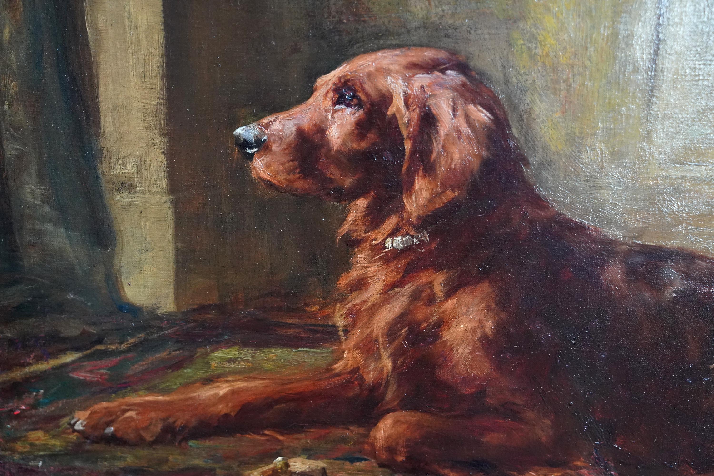 Portrait of an Irish Red Setter Dog - British Victorian animal art oil painting - Realist Painting by George Denholm Armour