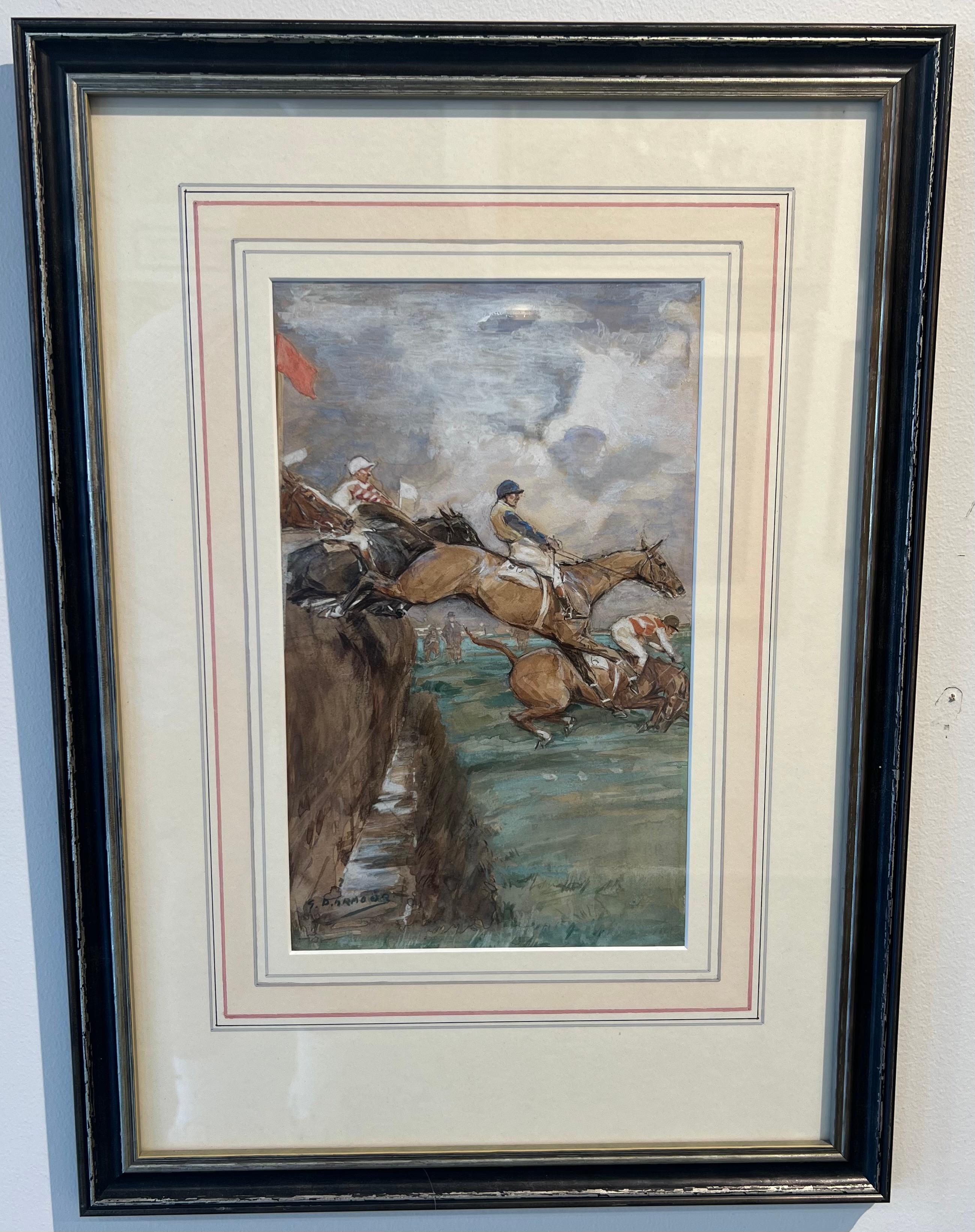 Carreras, Epsom y Aintree (un par) - Animal Painting Gris de George Denholm Armour