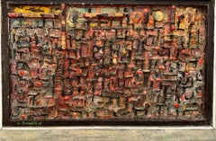 George Dergalis 1961 Costruzione a tecnica mista ad alto rilievo astratto