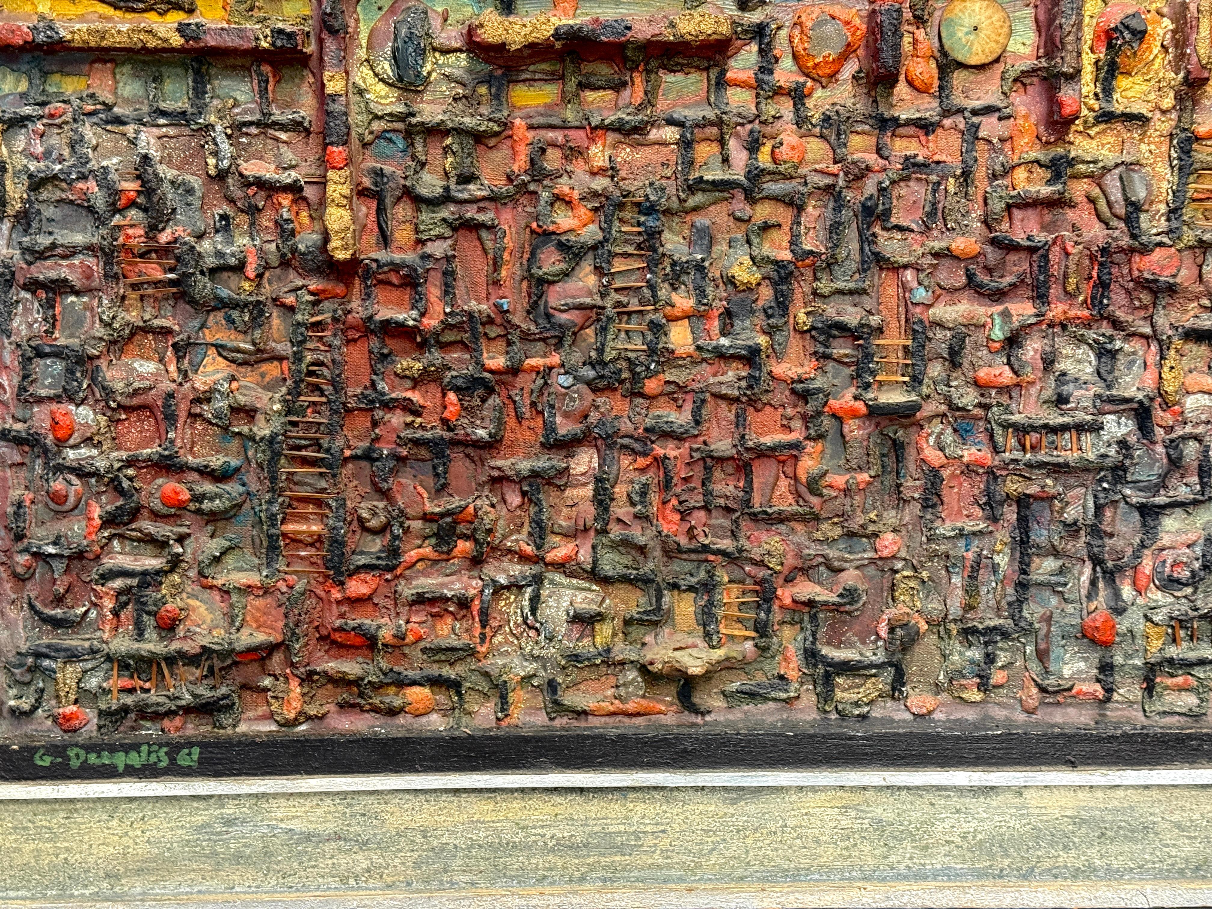 George Dergalis 1961 Construcción en técnica mixta Alto relieve Abstracto en Bueno estado para la venta en Palm Springs, CA