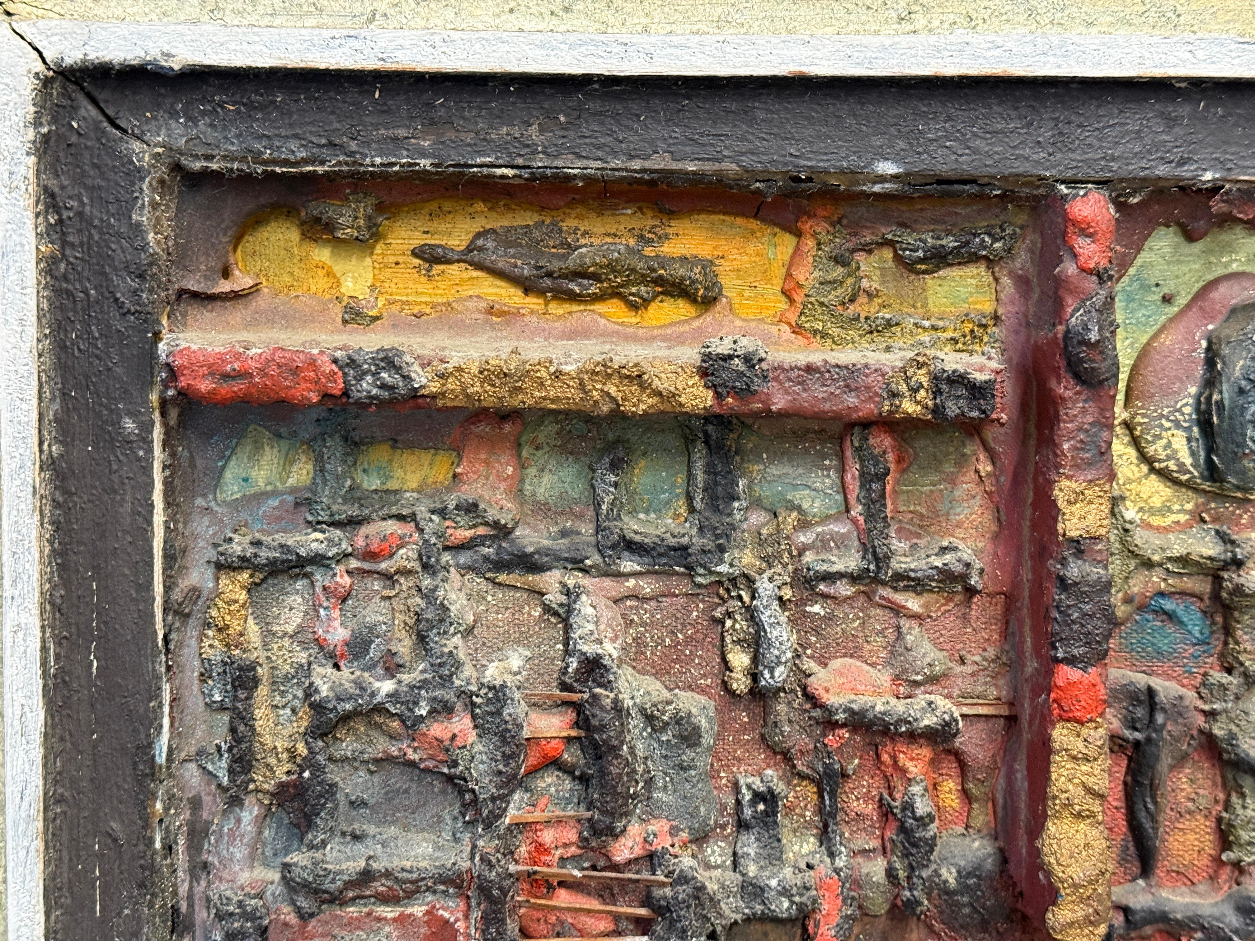George Dergalis 1961 Construcción en técnica mixta Alto relieve Abstracto mediados del siglo XX en venta