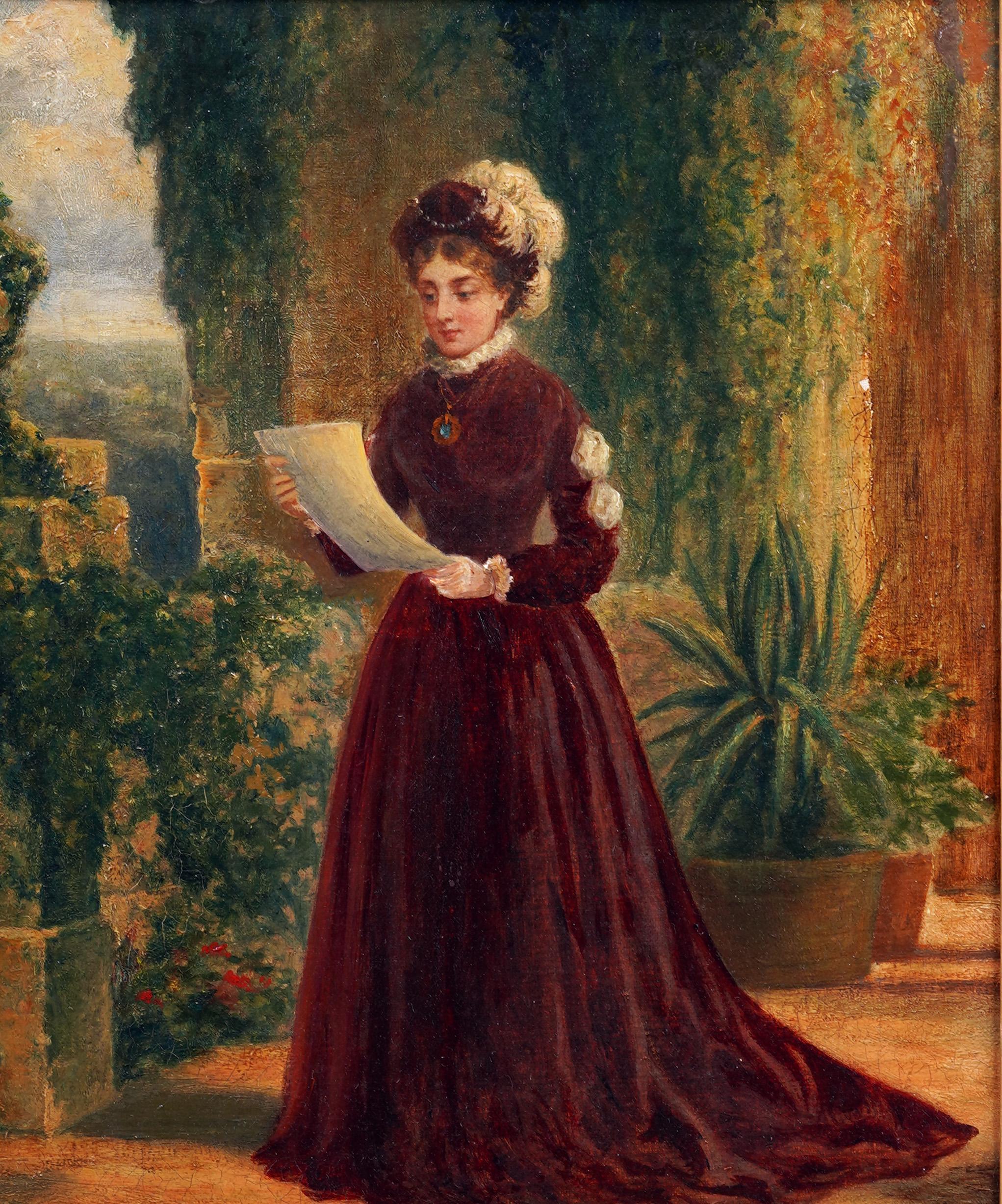 George Dunlop Leslie (1835 - 1921) Antique English realist oil painting. Oil on canvas. Signed. Framed. Measuring 17 by 20 overall and 12 by 15 paining alone.  

Artist Bio:
                                                                           