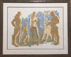 Standing Figures (Framed George Dureau Mid-Century Nude Impressionist Print)