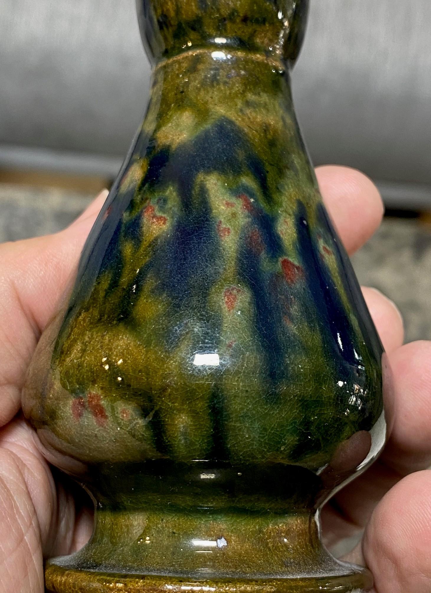 George E. Ohr Signed Biloxi Mississippi Art Pottery Glazed Ceramic Baluster Vase For Sale 4
