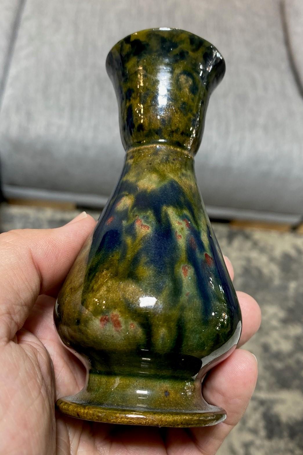 George E. Ohr Signed Biloxi Mississippi Art Pottery Glazed Ceramic Baluster Vase For Sale 12