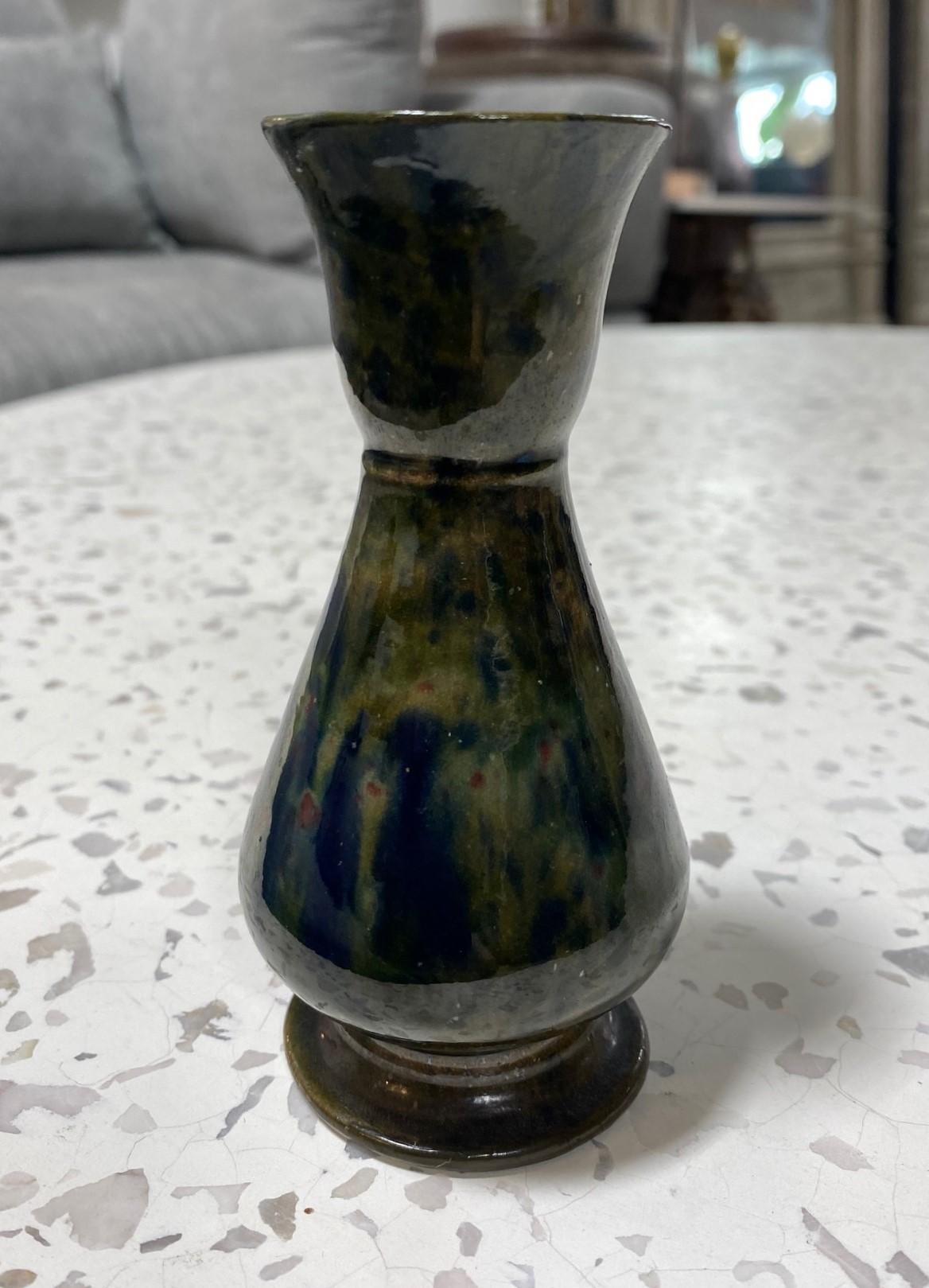 George E. Ohr, signierte Biloxi Mississippi-Kunstkeramik-Baluster-Vase, glasiert (Glasiert) im Angebot