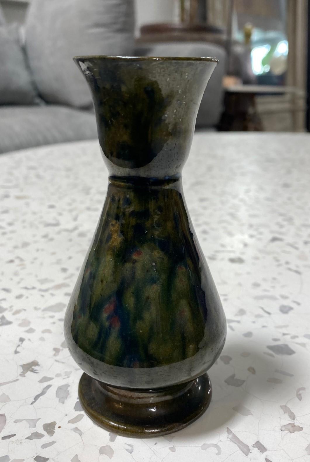 George E. Ohr, signierte Biloxi Mississippi-Kunstkeramik-Baluster-Vase, glasiert im Zustand „Gut“ im Angebot in Studio City, CA