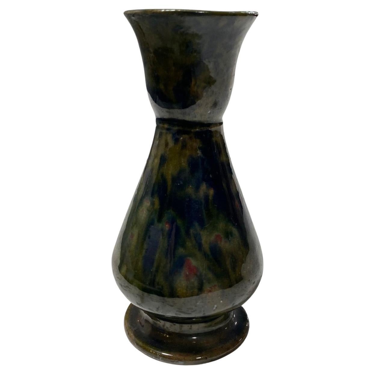 George E. Ohr Signed Biloxi Mississippi Art Pottery Glazed Ceramic Baluster Vase For Sale